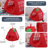 Tipi enfant 80x80x100 cm Maisonnette en forme de fraise le salon tente pour enfant Rangement et transport pratiques Tapis d'éveil