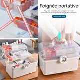 Boîte à pharmacie 3 niveaux grande trousse de premiers secours complète multifonctionnelle boîte de rangement avec couvercle blanc