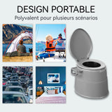 Toilettes 50 cm 7 L Matériau PP Avec support téléphone et anneau antidérapant Double étanchéité anti-odeurs Toilette portable