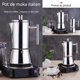afetière italienne en acier inoxydable pour 10 tasses 500ml Pour induction à gaz et toutes les cuisinières Cafetière moka Argenté