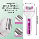Épilateur électrique 3 en 1 5W étanche épilation rasage meulage pieds rechargeable lame en acier inoxydable rasoir pour femme