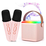 Machine de karaoké 800mah 3,7V bluetooth 5,3 micro karaoke enfant avec 2 microphones lumière LED et effets de changement de voix
