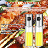 Flacon pulvérisateur d'huile 2pièces flacon pulvérisateur d'huile de cuisson de cuisine 100ml vaporisateur d'huile à pression argent