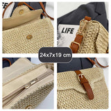 Sacoche 24x7x19cm paille à la mode et polyvalent printemps et été nouveau sac tissé voyage de plage sac à bandoulière personnalisé