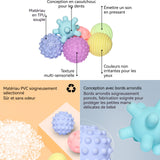 Balles sensorielles 6PCS diamètre 7cm tpu toucher texturé appuyez pour émettre un son balles souples sensorielles jouet de bain