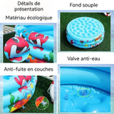 Piscine 80cm 3anneaux Thème océan coloré Matériau PVC souple Convient à toutes les saisons Un compagnon de jeu sûr pour les enfants