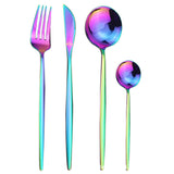 Set de couverts 4 pièces en acier inoxydable Ensemble couverts colorés avec couteau fourchette cuillère passe au lave-vaisselle