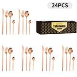ouverts de table 24 pcs ménagère pour 6 personnes or acier inoxydable ensemble de couverts comprend couteau fourchette cuillère