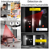 Caméra 1080P batterie 960mAh interphone bidirectionnel avec surveillance du sommeil et longue durée vision nocturne infrarouge