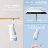 Mini parapluie 90x52cm 6 baleines design de petite taille léger et facile à tenir baleines robustes protection UV durable Blanc