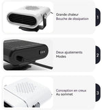 Chauffage de voiture 14x12x8cm air froid et chaud rotatif à 360 degrés dégivrage et désembuage chauffage réchauffeur de voiture