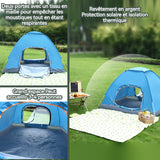 Tente de camping 200x150x110cm 3-4 personnes pliant entièrement automatique épaissi résistant à la pluie ouverture rapide bleu