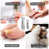 oupe-ongles 3PCS grande ouverture pointu acier inoxydable outils  manucure avec lime à ongles facile transporter manucure facile