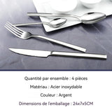 ouverts de table 24 pcs Couverts en acier Inoxydable set de couverts avec fourchette couteau cuillère pour 6 Personnes vaisselle