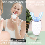 Brosse à Dents Adulte En Forme De U 400mah Nettoyage des dents par ultrasons blanchiment par lumière bleue moussage automatique