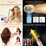 Ensemble brosse soufflante blanc 1300w multifonctionnel 7 en 1 3 niveaux réglables diamant brosse seche cheveux sèche-cheveux