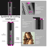 Fer à friser automatique 5000mah 16-20mm écran lcd chargement de type-c fer à boucler avec 6 réglages de température et de temps
