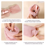 Bouillotte 2000ml 26x17cm sac chauffe-mains en fausse fourrure de lapin, bouillotte remplie d'eau  en hiver chauffe-mains sécurité