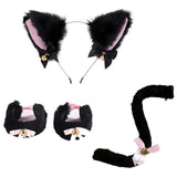 Oreilles de chat 25 x 18 cm Matériau Jinlun Style mignon et cool Avec clochette et queue Indispensable pour les fêtes et le cosplay