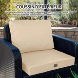 Coussin deux pièces coussin de chaise 60x60x8cm coussin chaise coussin chaise de jardin déhoussable coussin exterieur beige carré