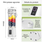 Mini Blender 9,5 x 8,3 x 26,5 cm 600 ml Lame à 12 lames Longue durée de vie de la batterie pour un jus rapide en déplacement