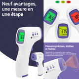 Thermomètre Frontal Écran rétroéclairé tricolore Arrêt automatique en 15 secondes Mesure de la température sans contact Thermomètre