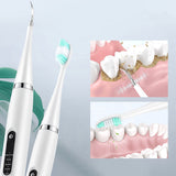 Nettoyeur de dents électrique  5 vitesses réglables  Nettoyage et brossage 2 en 1  Vibrateur à haute fréquence   Nettoyeur de dents