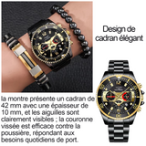Coffret cadeau bracelet et montre 3PCS montres à quartz pour hommes bracelet de perles cadeau pour la fête des pères luxueuse