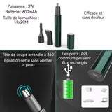 Tondeuse Nez 3 en 1 600mAh 3W  Rasage en douceur Tondeuse à poils de nez Lame lavable Utilisation humide et sèche Chargement USB