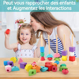 Blocs de construction 21,5x16x5cm pour enfants perles couleur perception sensorielle des formes blocs de construction empilables