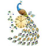 Horloge murale 75x65 cm epaisseur 15 mm ou plus matériau de la plaque en aluminium métallique forme de paon pointeur numéro horloge