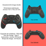 Manette de jeu 550mah 2 PCS video sans fil avec vibration 6 axes fonction de vibration de capture d'écran applicable au commutateur