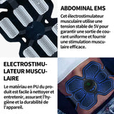 Electrostimulateur musculaire PU+ABS 6 modes 15 intensités rechargeable par USB ceinture de musculation abdominale abdominal EMS