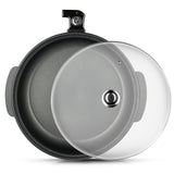 Poêle électrique 1500 watts avec Couvercle grande poêle multifonction poêle à pizza électrique thermostat réglable 40x40x9cm Noir