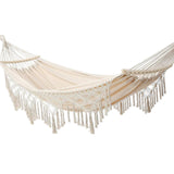 Hamac 200x150cm hamac à pompons balançoire de camping pliante en toile tissée pour l'extérieur peut accueillir deux personnes
