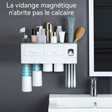 Porte-brosses à Dents 370x188x100cm Stockage tout-en-un décoratif pour Salle de Bain Support Mural Distributeur de Dentifrice