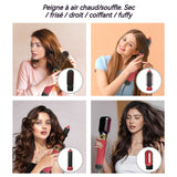 Brosse soufflante 5 en 1 Multifonction 1000W Fonction lissage/bouclage 3 Vitesses de température Kit de brosse chauffante Rouge