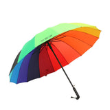 Parapluie arc-en-ciel Armature de parapluie à 16 arêtes Forte résistance au vent Surface élargie du parapluie Revêtement imperméable