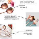 ouverts de table 24 pcs ménagère pour 6 personnes or acier inoxydable ensemble de couverts comprend couteau fourchette cuillère