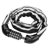120CM E-Bike Chain 5-Digit Resettable Combination Lock with Reflective Strip Black Door Lock Verrouillage de porte noir