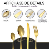 ouverts de table ensemble de 24 pièces ensemble couteau fourchette et cuillère dorés en acier inoxydable 410 cadeau de noël idéal