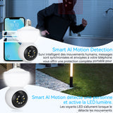 Moniteur type d'ampoule vision nocturne 360 degrés sans fil éclairage en couleur camera surveillance wifi audio bidirectionnel