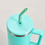 40oz Handle Mug Straw Ice Bar Mug Sky Blue Insulated Coffee Mug 304 Stainless Steel with Lid Hot & Cold Coffee Insulated Mug