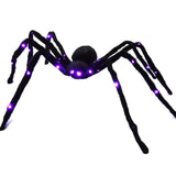 Toile d'araignée rougeoyante d'Halloween Toile d'éventail triangulaire Grande araignée en peluche réaliste Grande araignée