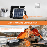 Projecteur LED 4000mAh projecteur LED chantier avec panneau solaire 4 mode d'éclairage idéal pour camping travail garage atelier