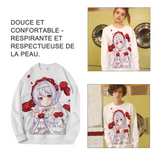 Manches courtes code M t-shirt à manches longues à imprimé périphérique de style anime automne et hiver otaku t-shirt décontracté