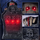 Ornement de pierre tombale à soulever  26*9.5*39cm   Son lumineux Design de levage Décoration de pierres tombales pour Halloween