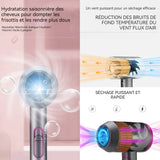 Seche cheveux professionnel ionique 2000w 5 niveaux de vitesse 2 températures pliable seche-cheveux avec 1 diffuseur et 1 buses