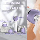Épilateur pour femme électrique sans fil multifonctionnel 4 en 1 étanche ipx7 rasoir pour femme avec 9 accessoires humide et sec