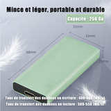 Disque dur externe 256 Go Type-C USB3.1 portable transfert haute vitesse mobile SSD externe Système de support Windows/OS/Linux vert